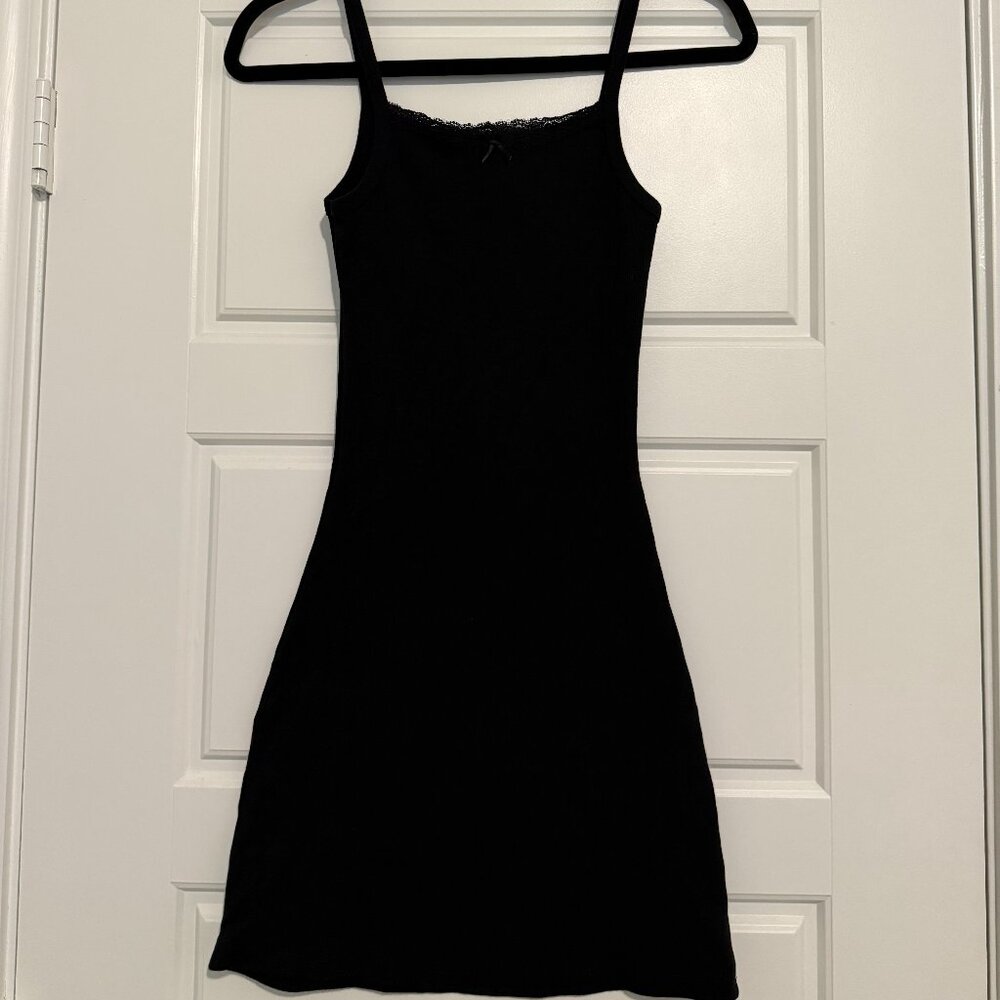 Brandy Melville Black Camisole Dress Lace Detail One Size